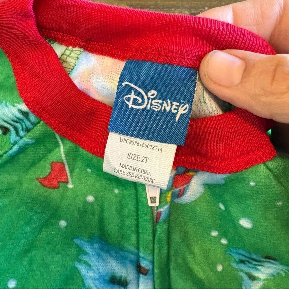 Disney Mickey Mouse Skiing Footed Sleeper Pajamas Zip Up Toddler 2T Warm Winter